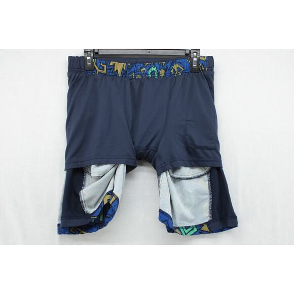 Without Walls Swim Trunks Mens Medium Blue Lined Tribal Geometric Lined Hybrid - Picture 4 of 9
